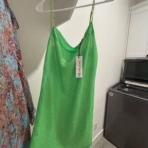 NWT Hemline Brand Green Slip Dress size small